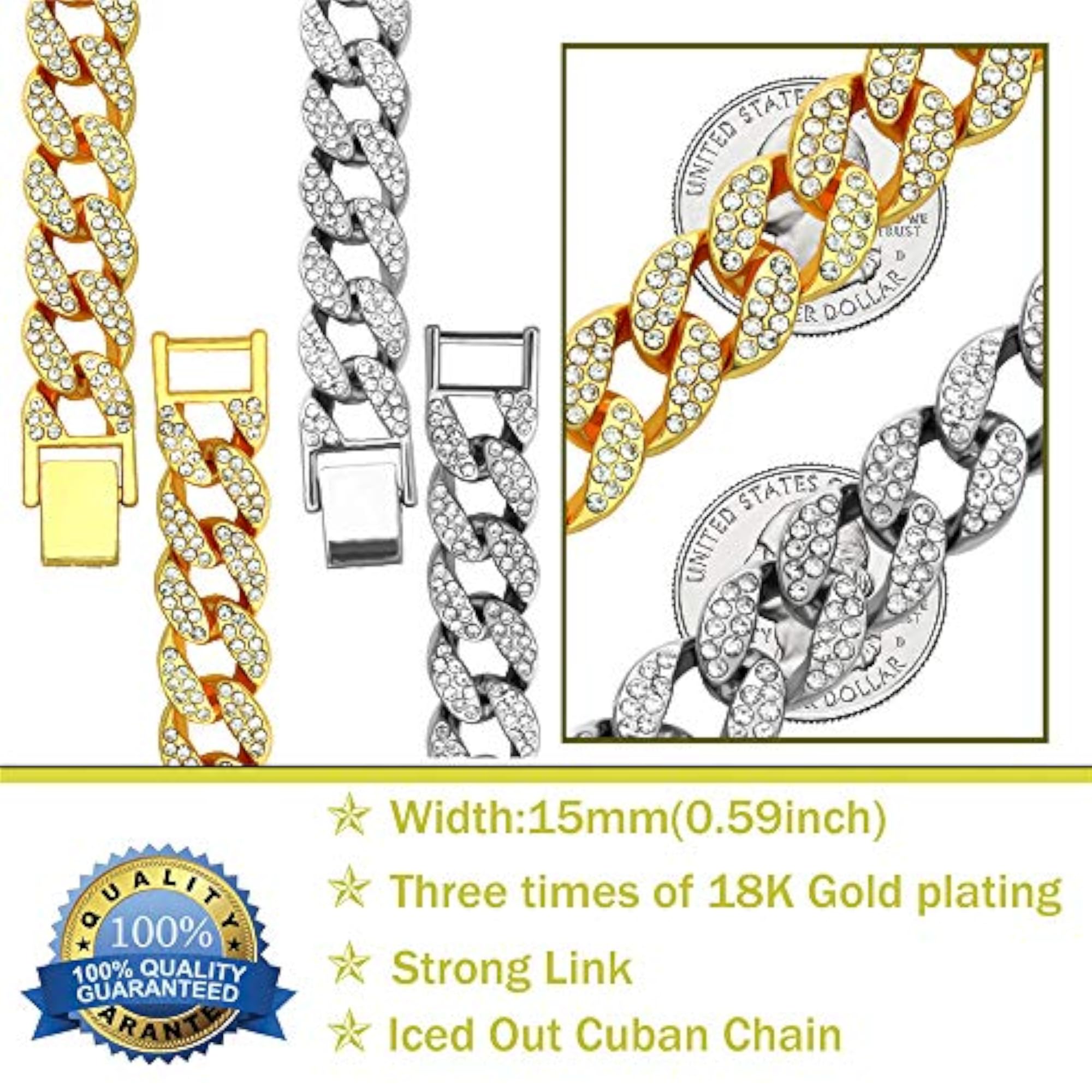 Men's Iced Out Miami Cuban Link Chain Necklace